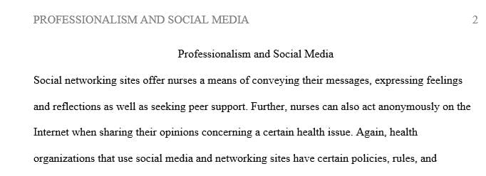 Describe the posts or conversations in which you have engaged that might be considered inappropriate based on the professional standards of nursing.