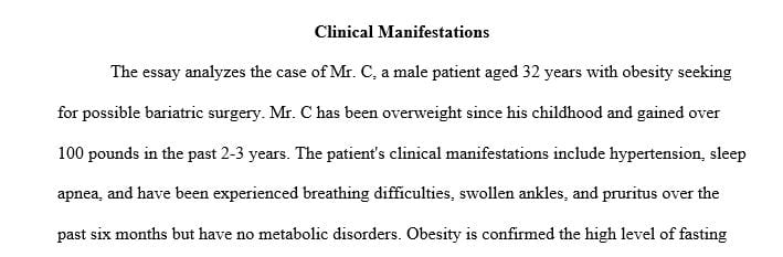 Describe the potential health risks for obesity that are of concern for Mr. C.