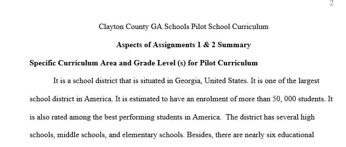 Describe the specific curriculum area and grade level(s) for the pilot curriculum