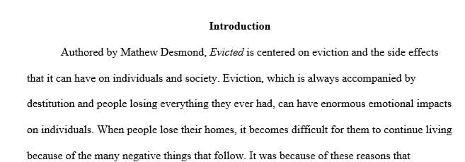 Describe three or four of the major themes of either "Evicted: Poverty and Profit" or "Gang Leader for a Day"