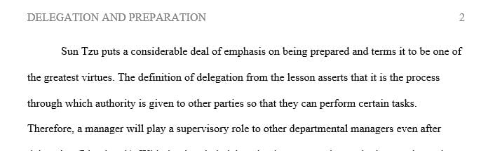 Discuss the importance of preparation in the managerial role of delegation.