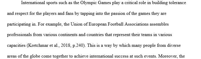 Does international sport increase tolerance and mutual respect between opposing athletes and fans based on their common love of sport