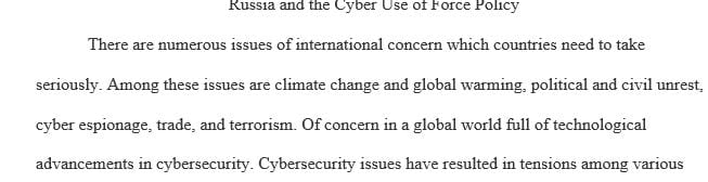 Does the country you selected have a Cyber Use of Force policy