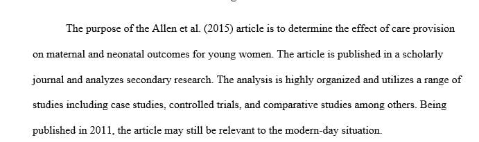 Evaluation and conclusion of the articles on the section Synthesis of Literature