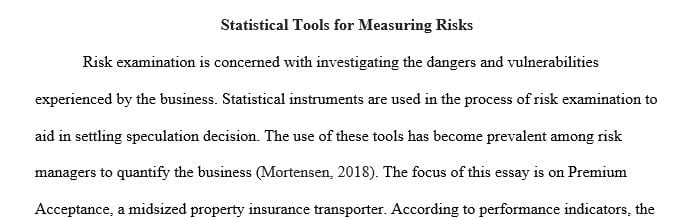 Examine the application of statistical functions and derivatives as instruments for measuring risks.