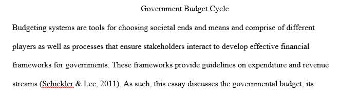 Explain governmental budget, its primary purpose, and its three distinct components