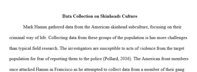 Explain how Mark Hamm collected data on American skinheads in 1989.