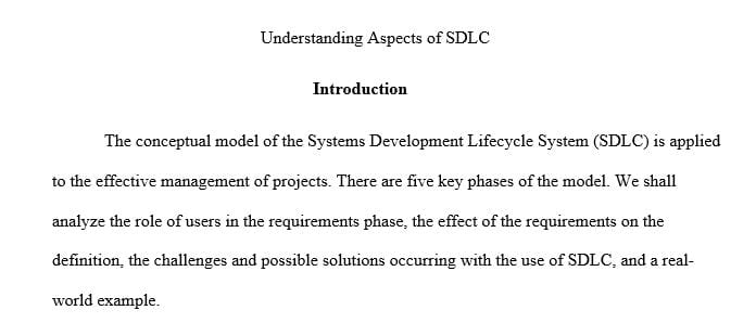 Explain the users role in the requirements phase, and how these requirements affect system definition.