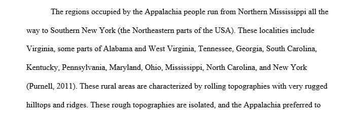 Give an overview of the Inhabited localities and topography of the Appalachian and Arab heritage.