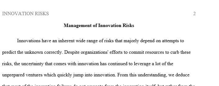 How can the risks of innovation be addressed and/or managed
