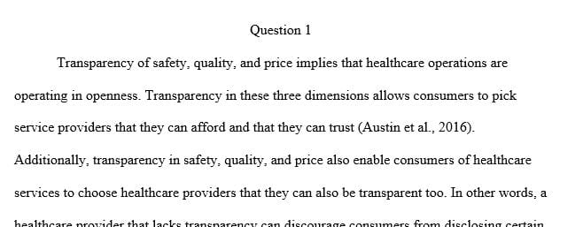 How can the transparency of price, quality and safety change the way a consumer selects health care service