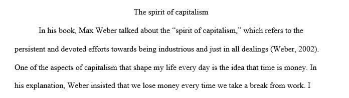 How is your life shaped by the “spirit of capitalism”? Do you often feel a morality in the idea of productivity