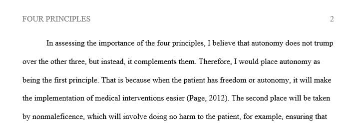 How would you rank the importance of each of the four principles