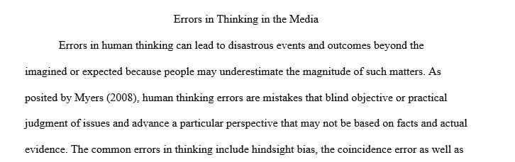 Identifying examples of the Errors in Thinking in the Media