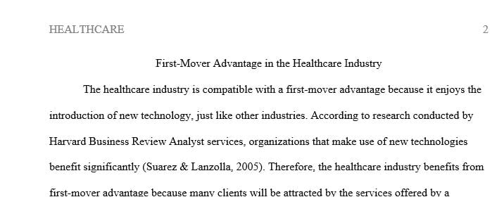 Is health care as an industry compatible with first-mover advantage