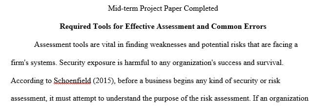 List and describe the required tools needed for an effective assessment.