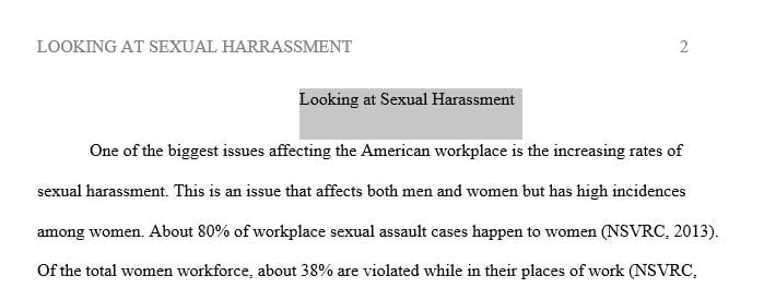 research paper on sexual harassment in the workplace