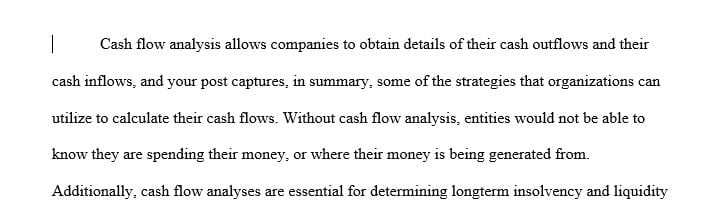 Provide additional reasons cash flow is important or suggest another approach or perspective