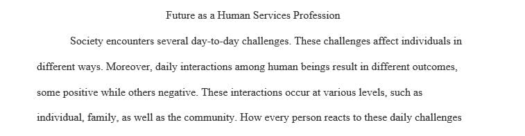 Reflect on your future career as a human services professional