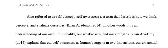 Reflect on your level of self-awareness and on the character and nature of your self-awareness.