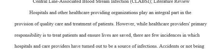 Research Topic:Central Line Associated Bloodstream Infection