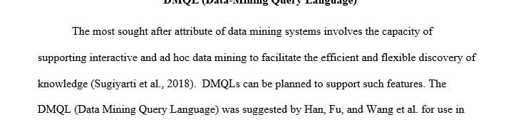 Research and explain the term Data Mining Query Language and how is it used in Data Mining.