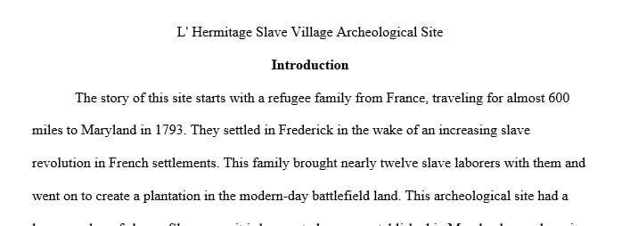 Research paper : L'Hermitage Slave Village Archeological Site