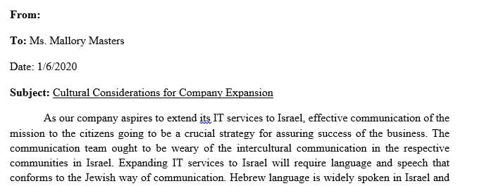 Research the cultural standards for ISRAEL region
