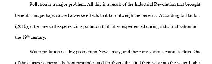 Select an air or water pollutant that affects your community or household in NJ