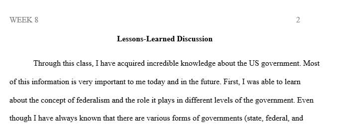 Share with the class three new ideas or concepts you have learned during this class