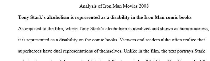 Short analysis paper on Iron Man Movies 2008