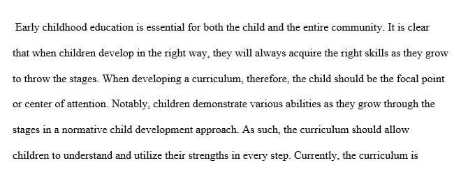 Should the child be at the center of attention when developing curriculum