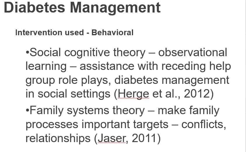 Specific intervention or new treatment tool for the management of diabetes in adults or children.