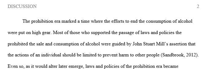 The prohibition in the 1930's concerning policies and the establishment of laws against drugs and crime in the United States