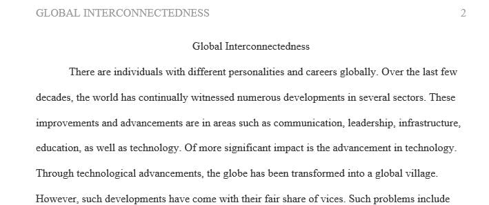 The skills and behaviors necessary to practice global interconnectedness in your field of study