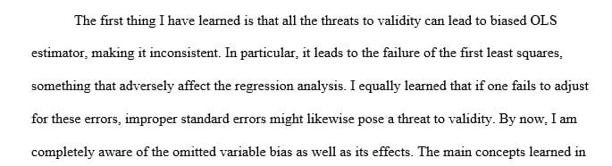 Threats to the Validity of a Regression Study reflection note