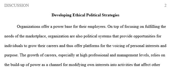 Topic 1: Developing Ethical Political Strategies