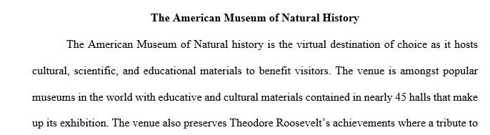  Virtual visits to historical homes, museums, art galleries, etc. and to document their visit with a 2-3 page double-spaced paper. 