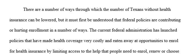 What are some possible policy solutions that can be implemented to reduce the number of uninsured Texans