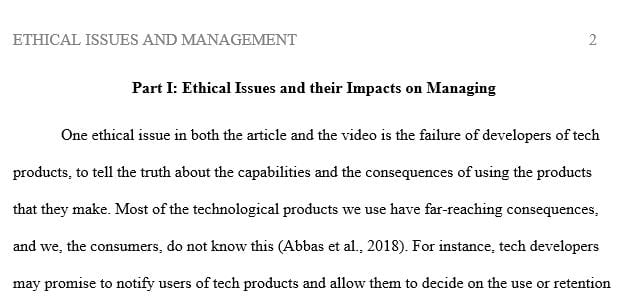 What ethical issues have you encountered and how does it impact managing technical people