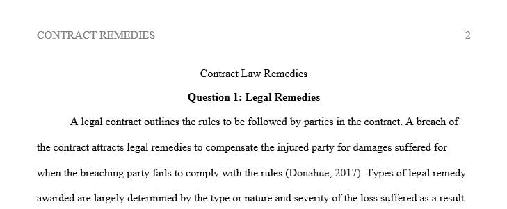 What type of damage remedies are available to persons under contract law