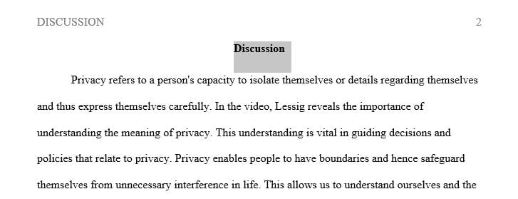 Why does Lessig say an important place to start the discussion about privacy is to redefine what do we mean by privacy