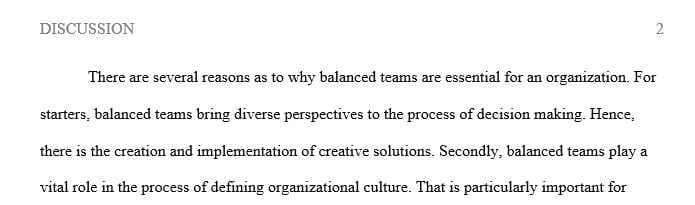 Why is it important to make sure you have a balanced team