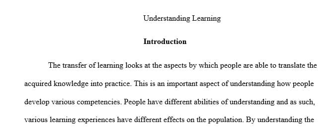 Write a compelling summary to a CEO analyzing why the transfer of learning process