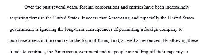 Write a paper about the different American industries that foreign corporations are trying to buy into