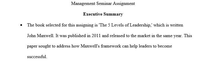 Write a report about the management book: The 5 Levels of Leadership