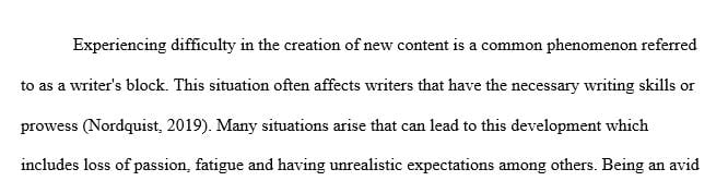 Write a self-reflective paper that is a case study of one instance of creative thinking being blocked