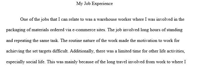 experience in work essay