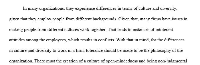 Write an essay about the differences in Culture and Diversity at the workplace