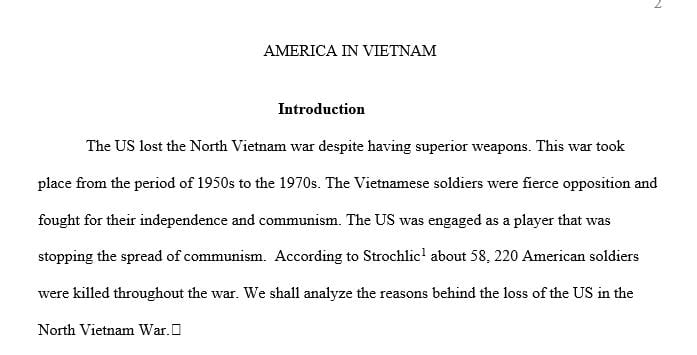 Write an essay regarding the United States' loss in the Vietnam War.